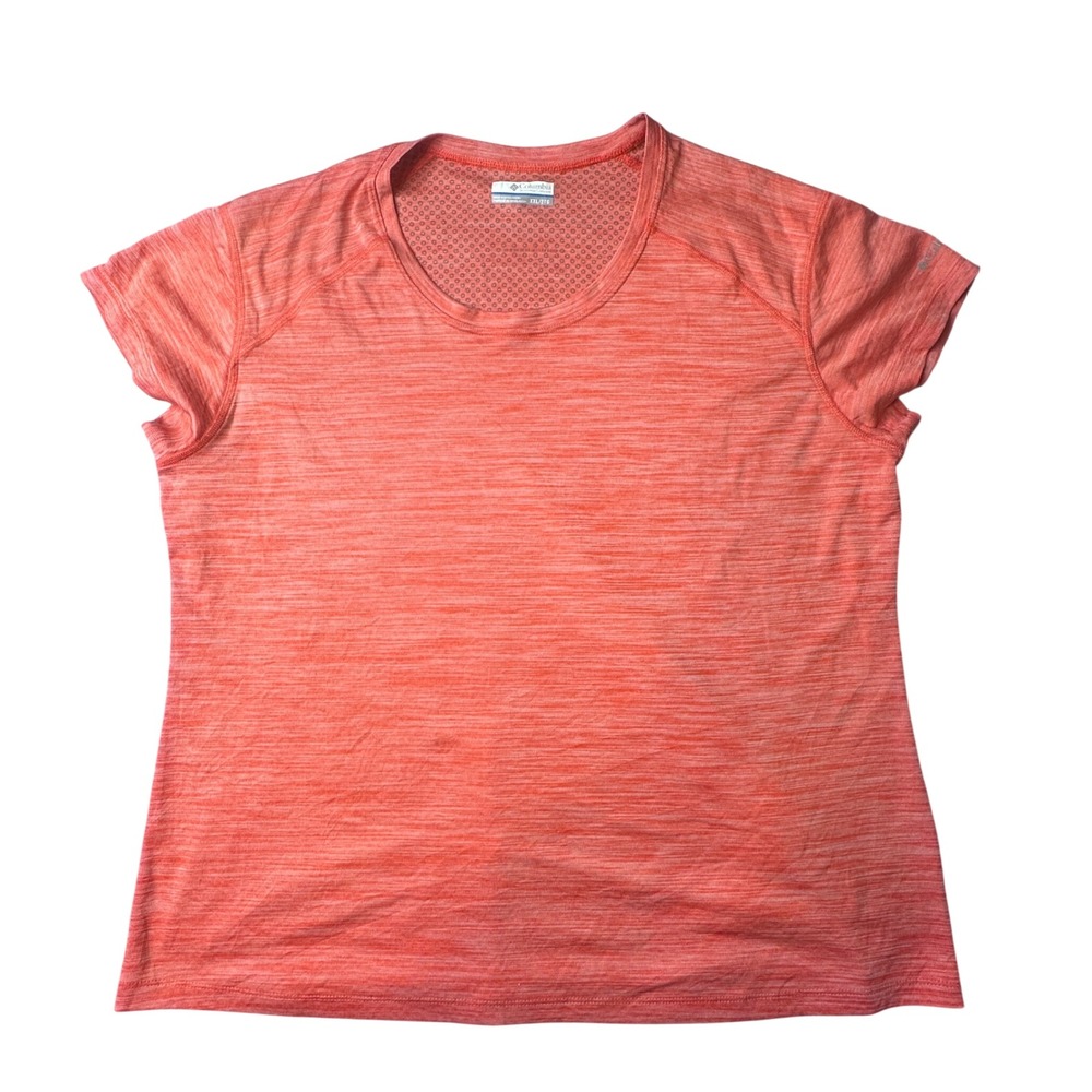 Columbia T-Shirt Womens XXL Orange Space Dye Activewear Crew Neck XK4631 S/S